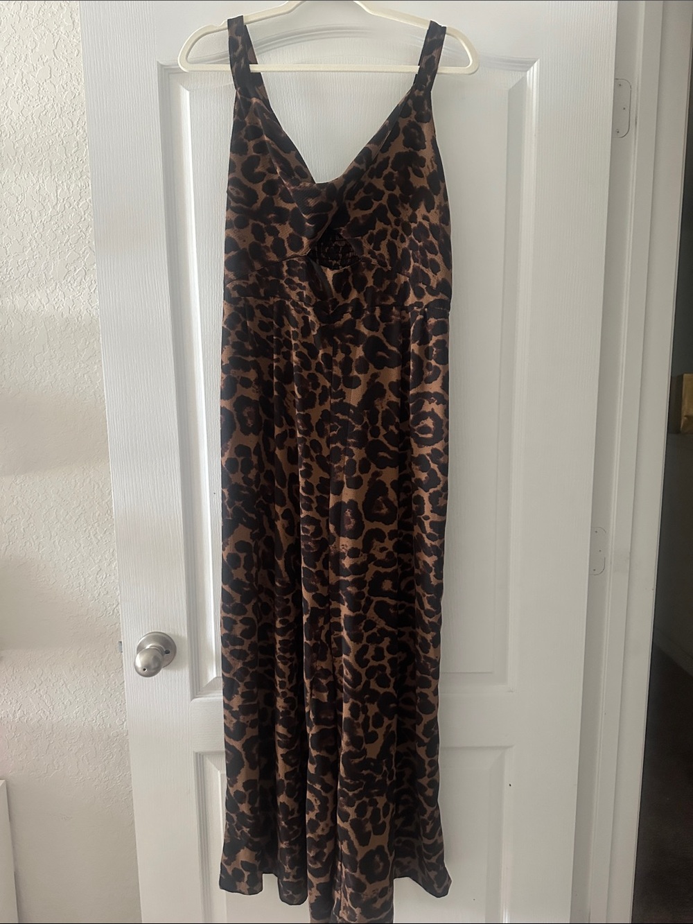 SHEIN Brown Leopard Print Slip Maxi Dress